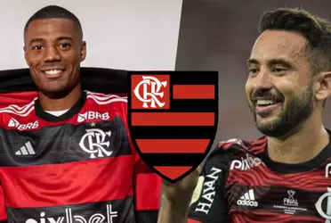 De La Cruz e Everton Ribeiro com a camisa do Flamengo
