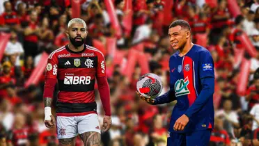Gabigol, atacante do Flamengo e Mbappé, atacante do PSG