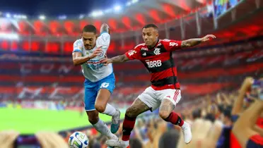 Jogadores de Bahia e Flamengo se enfrentando