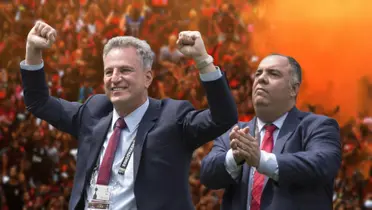 Rodolfo Landim e Marcos Braz, presidente e vice-presidente de futebol do Flamengo