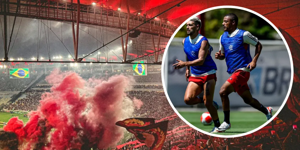 Arrascaeta e De La Cruz durante treinamento de pré-temporada do Flamengo