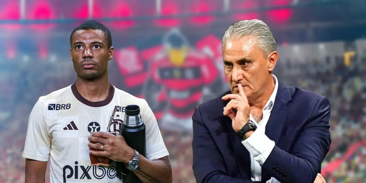 De La Cruz e Tite, meio-campista e treinador do Flamengo