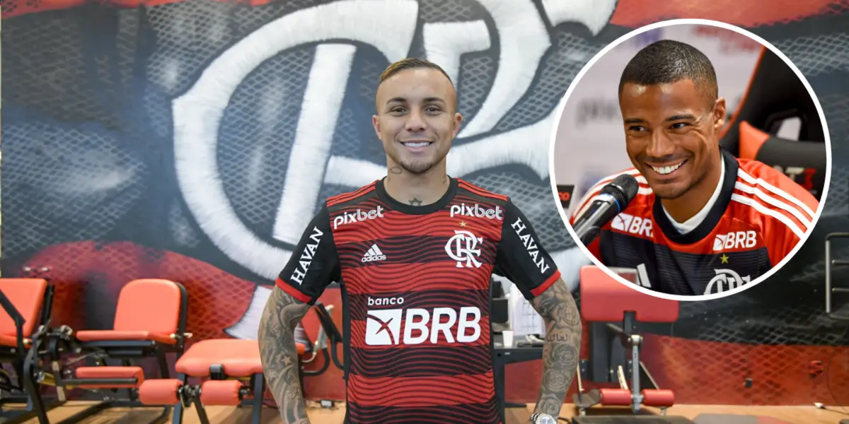 Everton Cebolinha e Nicolás De La Cruz pelo com a camisa do Mengão