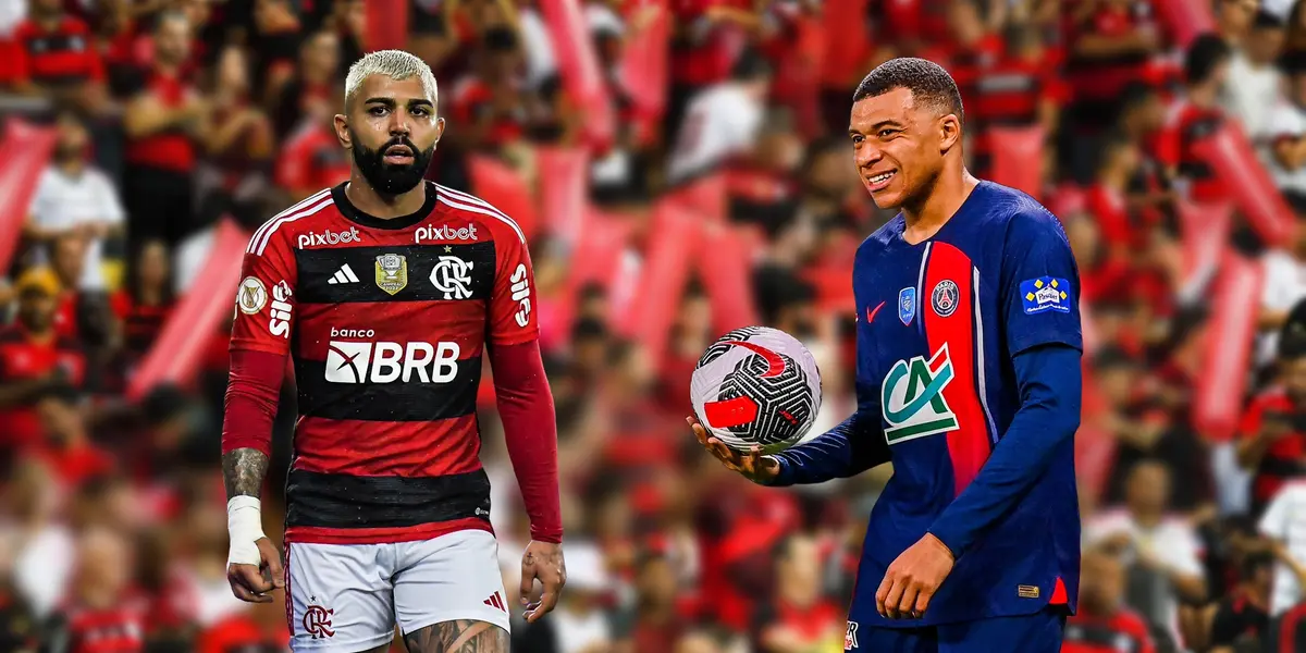 Gabigol, atacante do Flamengo e Mbappé, atacante do PSG