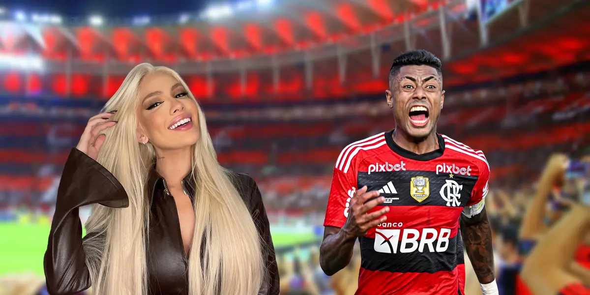 Karoline Lima, namorada de Léo Pereira, e Bruno Henrique