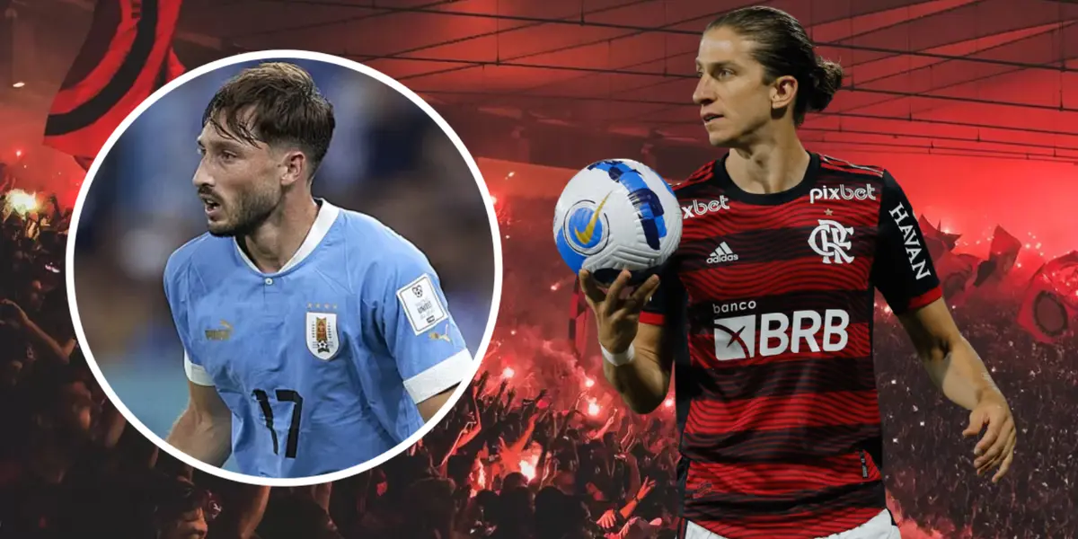 Matías Viña e Filipe Luís em ação pelo Flamengo