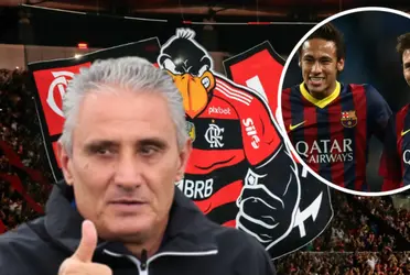 Tite ao lado de Neymar e Messi